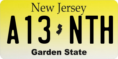 NJ license plate A13NTH