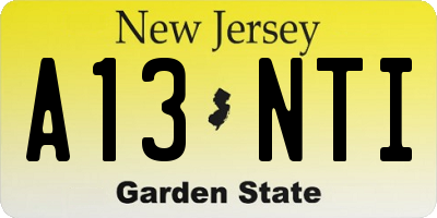 NJ license plate A13NTI