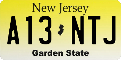 NJ license plate A13NTJ