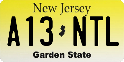 NJ license plate A13NTL