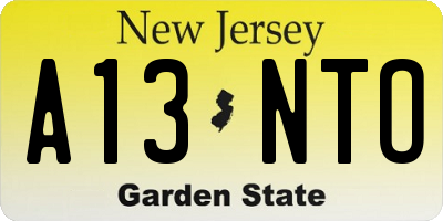 NJ license plate A13NTO