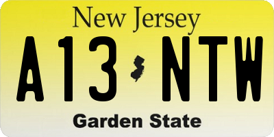 NJ license plate A13NTW