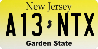 NJ license plate A13NTX