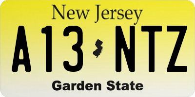 NJ license plate A13NTZ