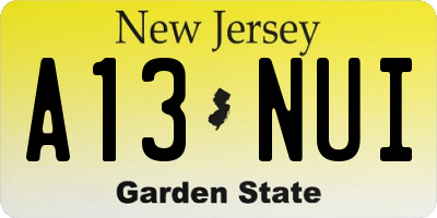 NJ license plate A13NUI