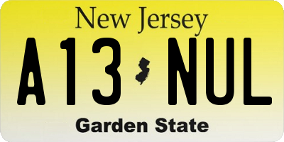 NJ license plate A13NUL