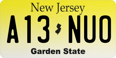 NJ license plate A13NUO
