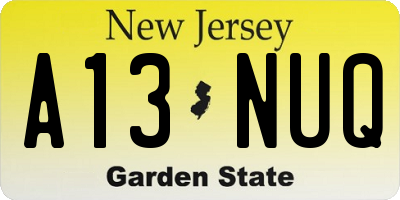 NJ license plate A13NUQ