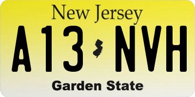 NJ license plate A13NVH