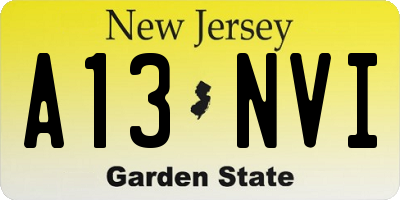 NJ license plate A13NVI
