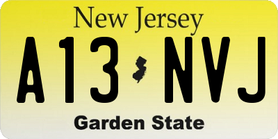 NJ license plate A13NVJ