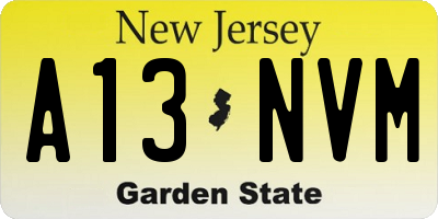 NJ license plate A13NVM