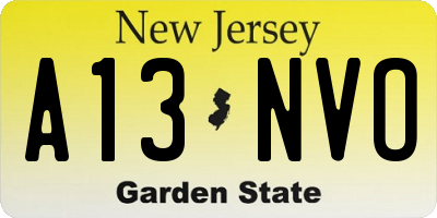 NJ license plate A13NVO