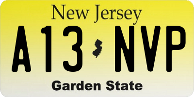NJ license plate A13NVP