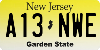 NJ license plate A13NWE