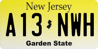 NJ license plate A13NWH
