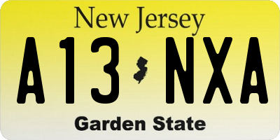NJ license plate A13NXA
