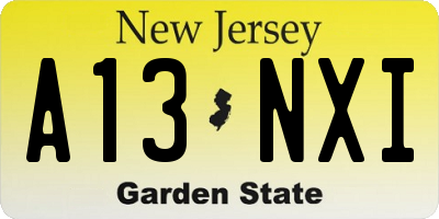 NJ license plate A13NXI