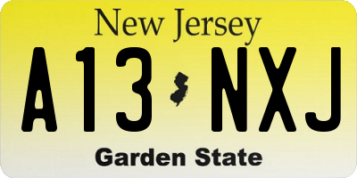 NJ license plate A13NXJ