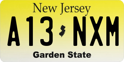 NJ license plate A13NXM