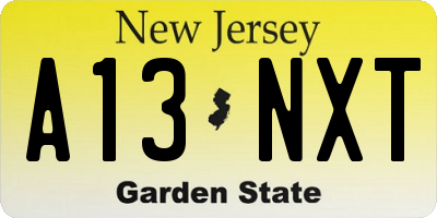 NJ license plate A13NXT