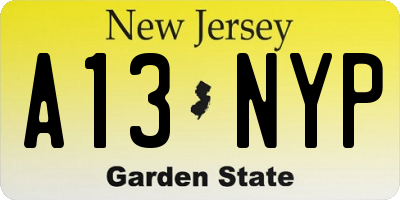 NJ license plate A13NYP