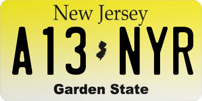 NJ license plate A13NYR