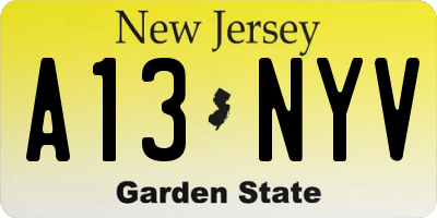 NJ license plate A13NYV