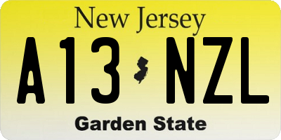 NJ license plate A13NZL