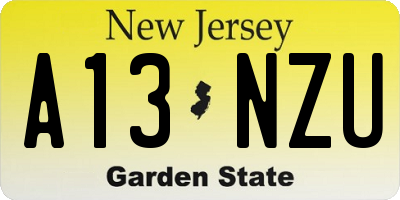 NJ license plate A13NZU