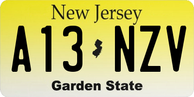 NJ license plate A13NZV