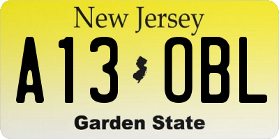 NJ license plate A13OBL