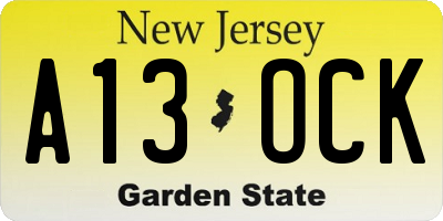 NJ license plate A13OCK
