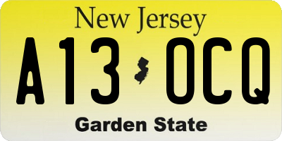 NJ license plate A13OCQ