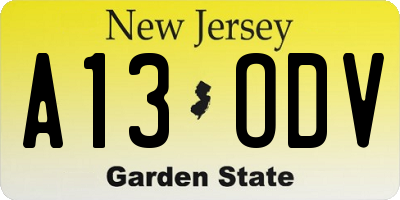 NJ license plate A13ODV