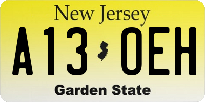 NJ license plate A13OEH
