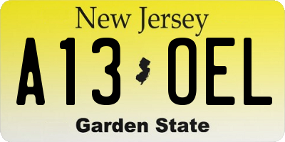 NJ license plate A13OEL