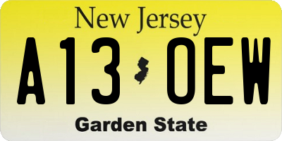 NJ license plate A13OEW