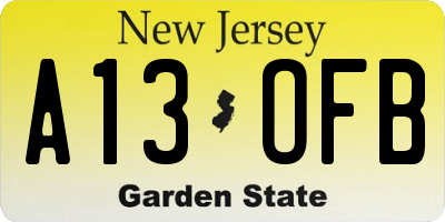 NJ license plate A13OFB