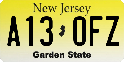 NJ license plate A13OFZ