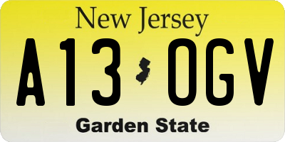 NJ license plate A13OGV