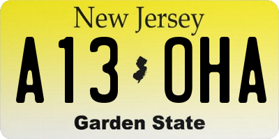 NJ license plate A13OHA