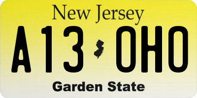 NJ license plate A13OHO