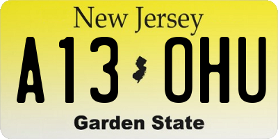 NJ license plate A13OHU