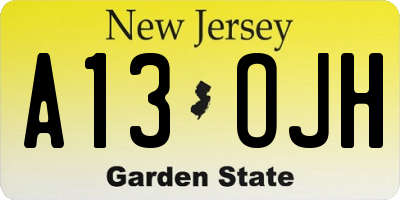 NJ license plate A13OJH
