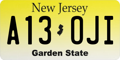 NJ license plate A13OJI