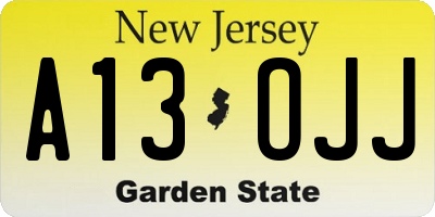 NJ license plate A13OJJ