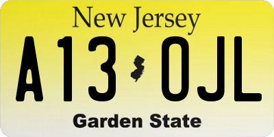 NJ license plate A13OJL