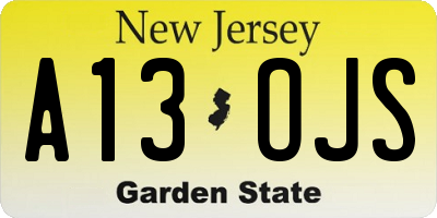 NJ license plate A13OJS