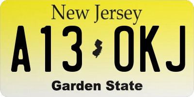 NJ license plate A13OKJ